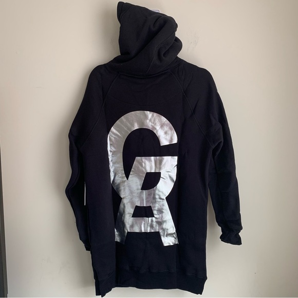 GOOD AMERICAN The Icon Hoodie Jacket Oversized  black Sz S - Picture 10 of 11